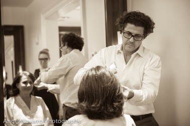 Pascal Bensimon readies the client's hair.